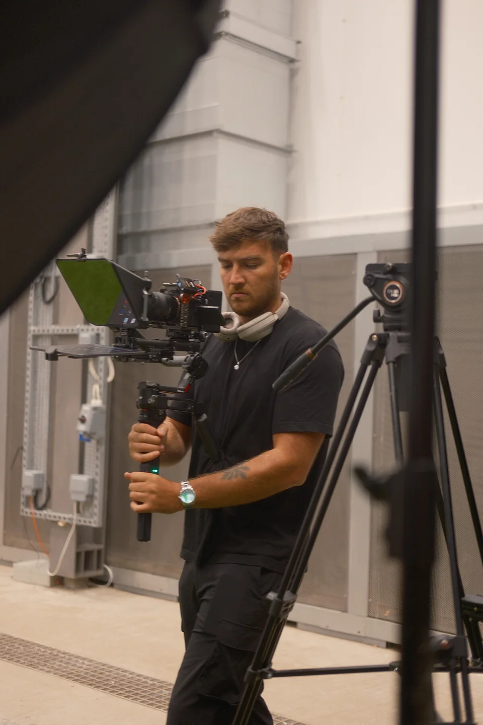 On location with a gimbal-mounted cinema camera