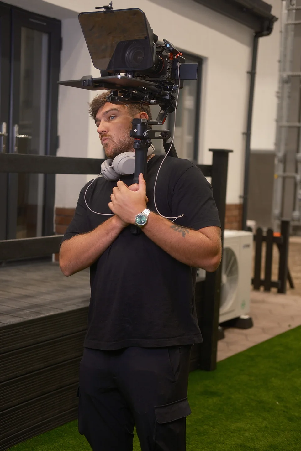 Setting up a shot on a brand film production